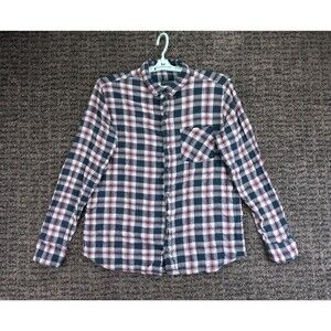 Jackson Hole Shirt Mens Large Blue White Plaid Flannel Long Sleeve Cabincore